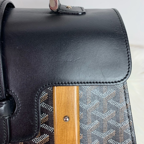 Goyard Saigon MM Black Coated Canvas Satchel - Picture 15 of 16